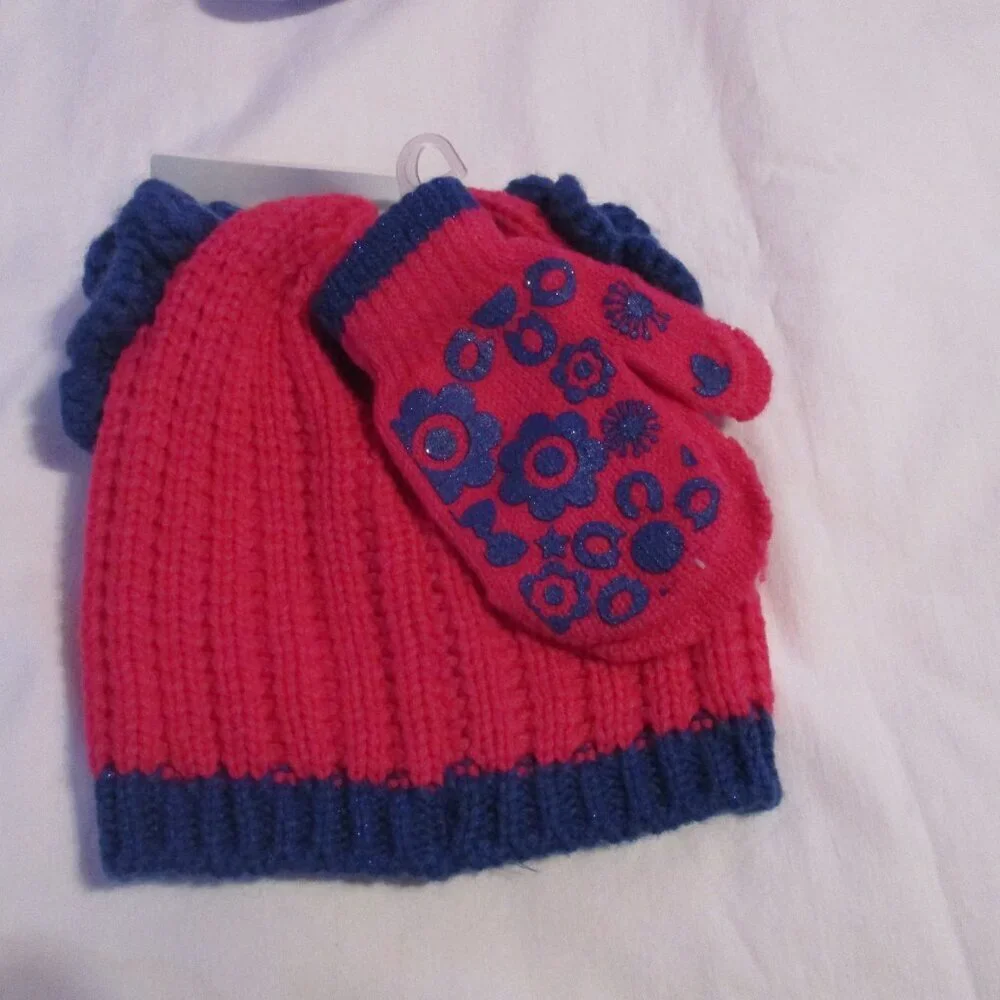 Winter Hat KOALA Kids w/ Blue Accents Mittens 2T/3T NWT